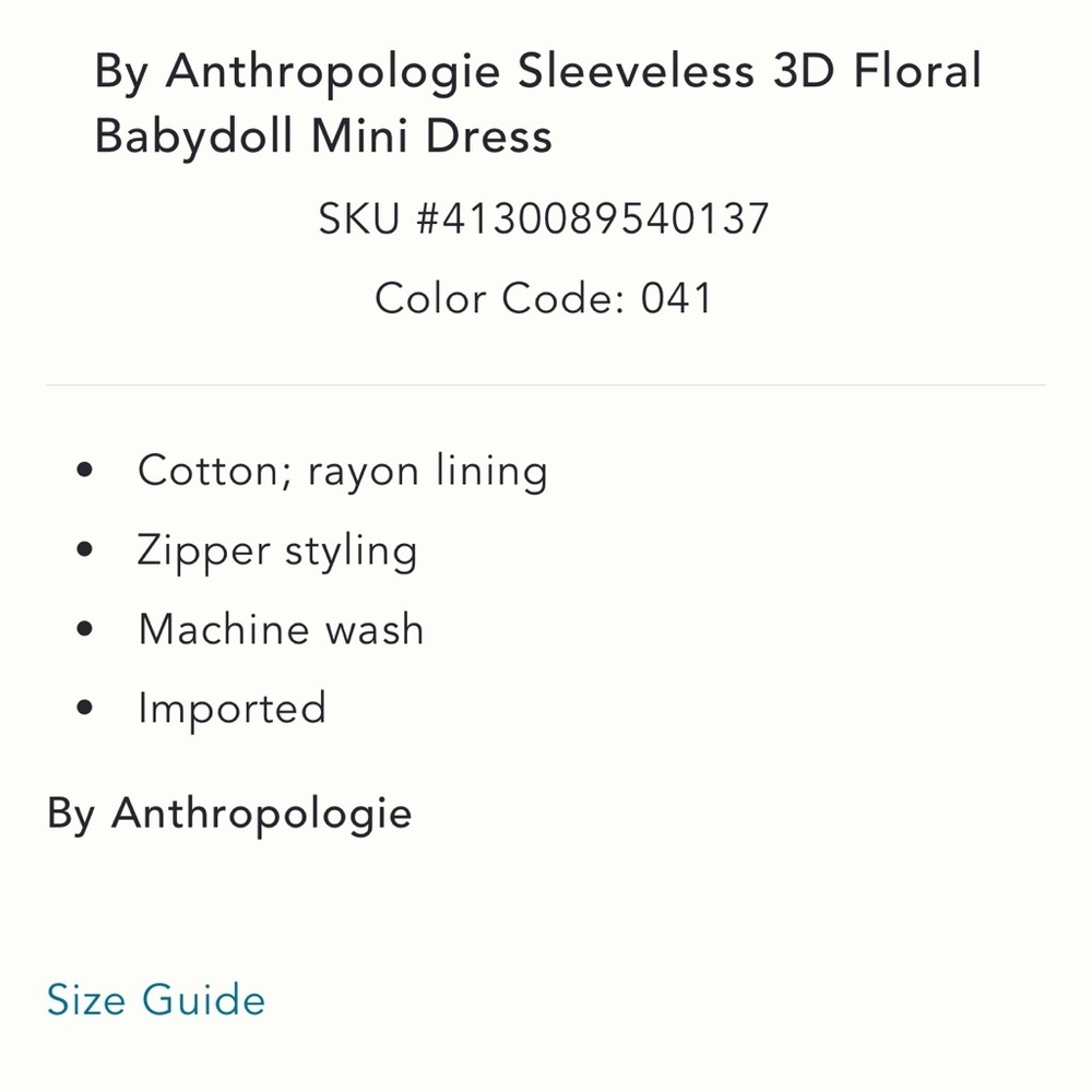 Anthropologie Sleeveless 3D Floral Babydoll Mini Dress - Picture 7 of 10